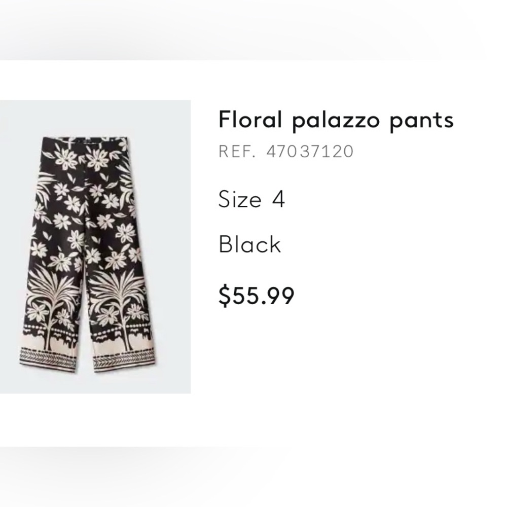 NWT Mango Floral Palazzo Pants Size 4